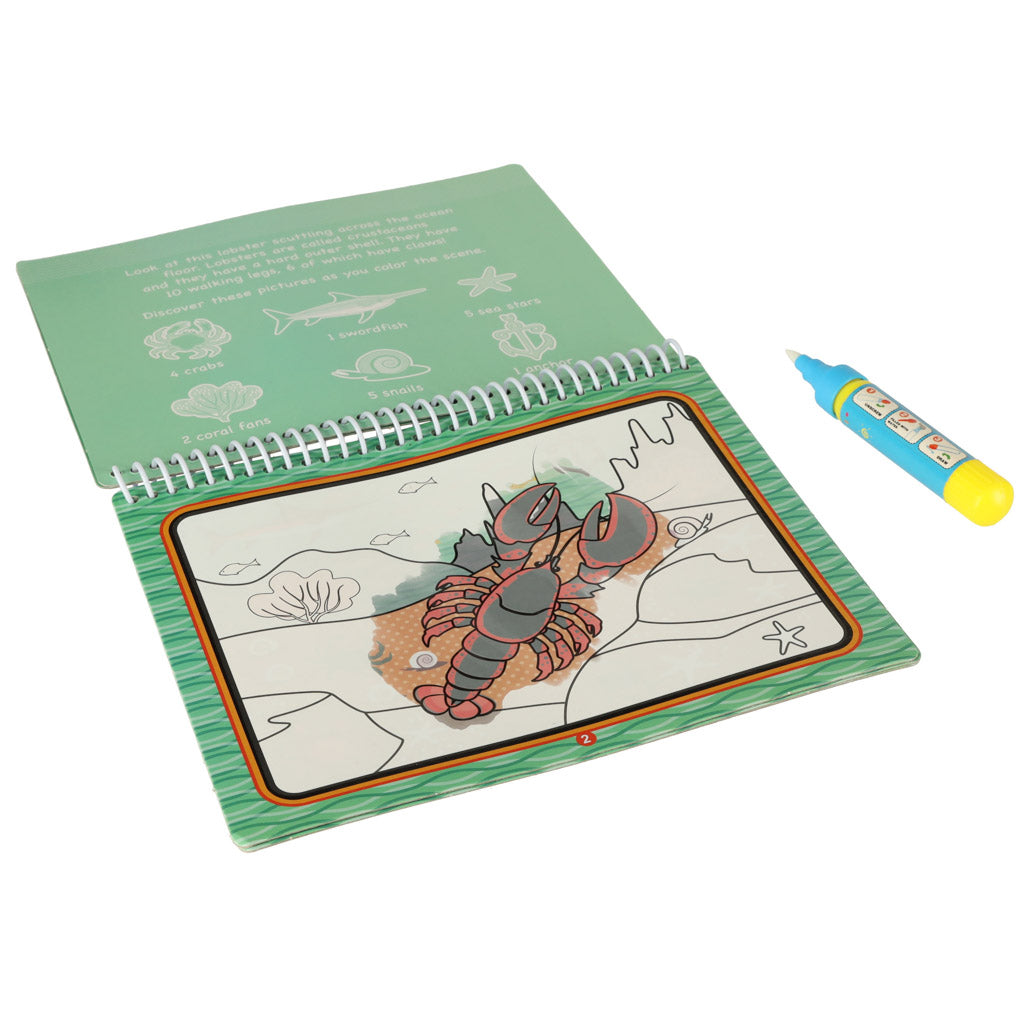 Carte de colorat interactiva, Zola, stilou cu apa, 4 planse diferite, animale marine, 19x15 cm Carte de colorat interactiva, Zola, stilou cu apa, 4 planse diferite, animale marine, 19x15 cm